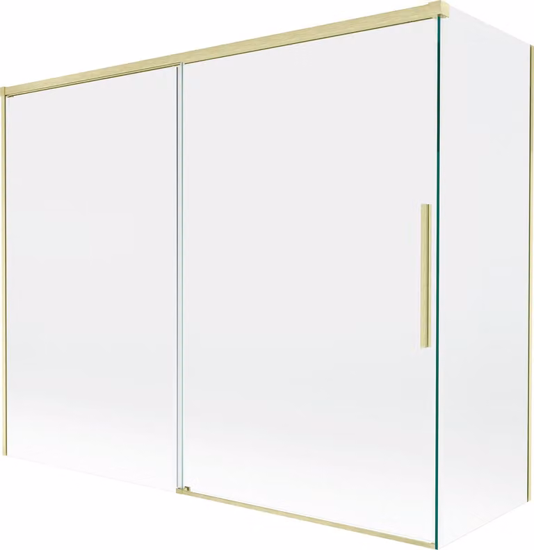 Mexen Rox paravento per vasca da bagno a 2 ante scorrevoli 190 + 80 x 150 cm, trasparente, oro spazzolato - 8C9-190-080-55-00