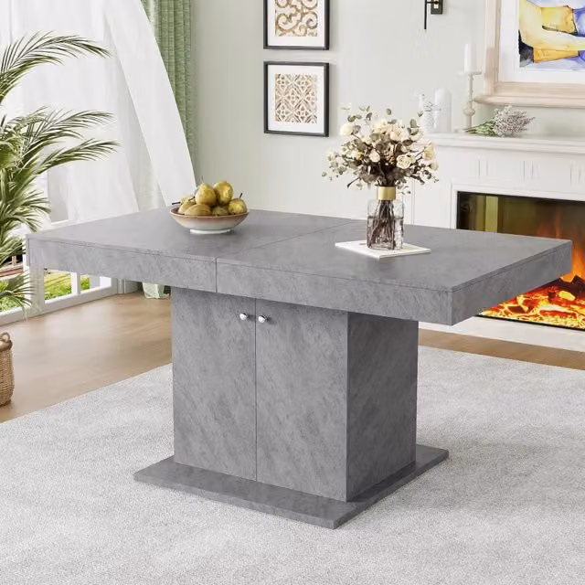 Tavolo da pranzo allungabile REDOM moderno in legno grigio L: 140-180 cm – 1