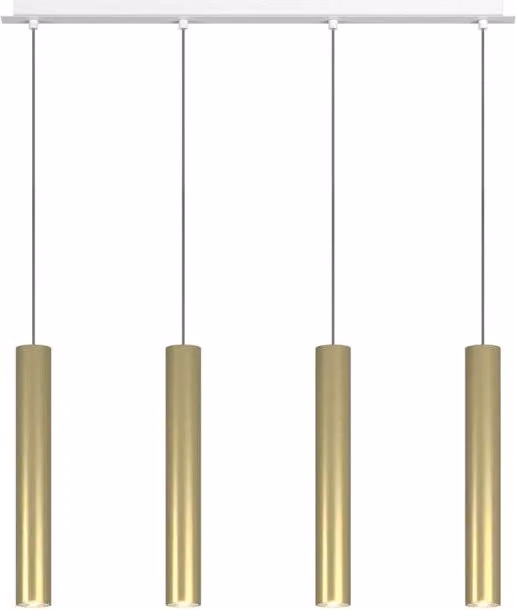 Lampadario Industrial-Minimal Xeana Metallo Bianco Ottone 4 Luci Gu10