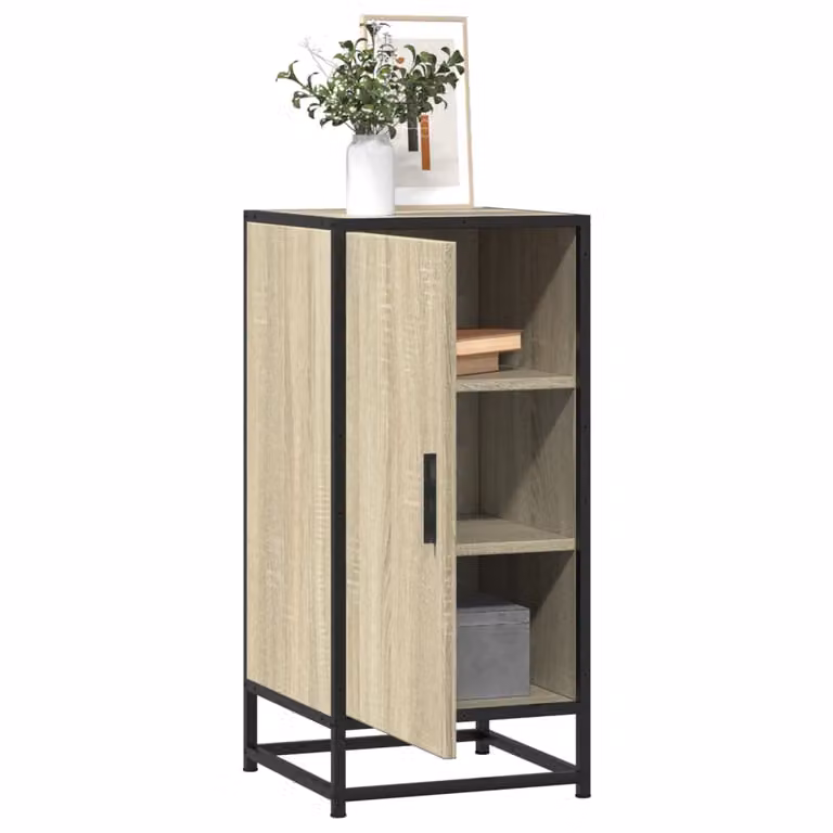 Credenza stile industrial vidaXL in MDF e metallo, colore beige e marrone, L/P/H: 35,5 x 35 x 76 cm
