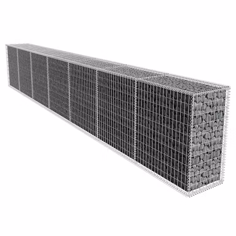 vidaXL Gabbione con Copertura in Acciaio Zincato Argento L: 600 cm, P: 50 cm, H: 100 cm