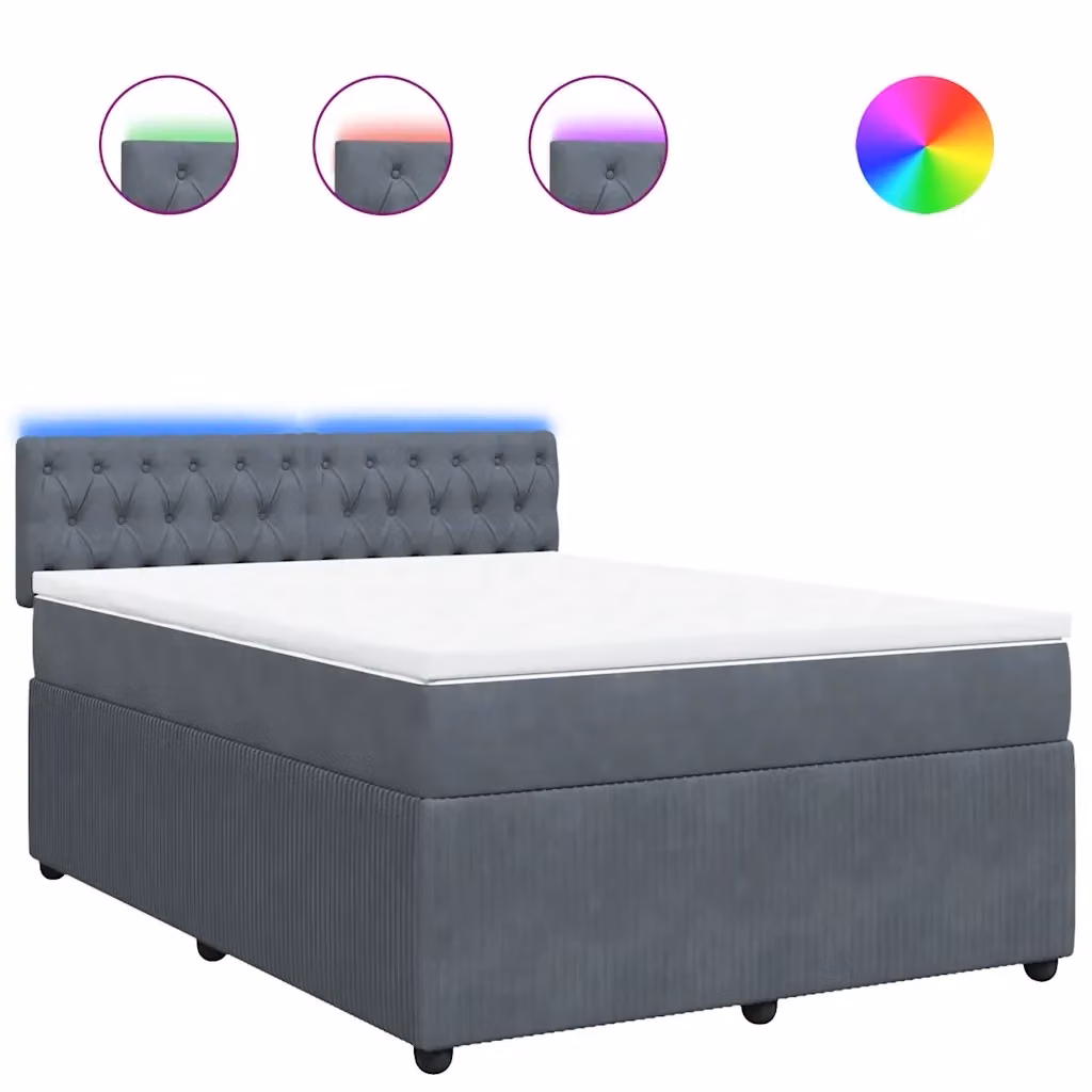 Letto Ibrido con Materasso in Velluto Grigio e Bianco vidaXL L/P: 140 x 200 cm – 2