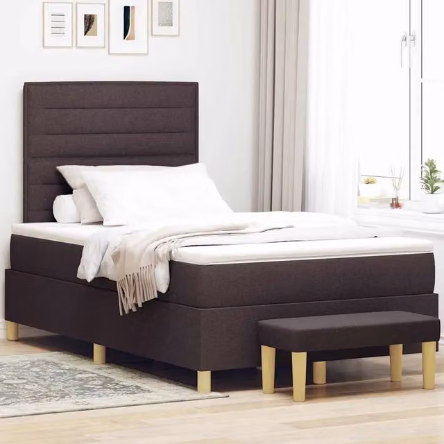 Letto moderno con testiera in tessuto e struttura in legno marrone vidaXL L: 200 cm, P: 120 cm, H: 128 cm