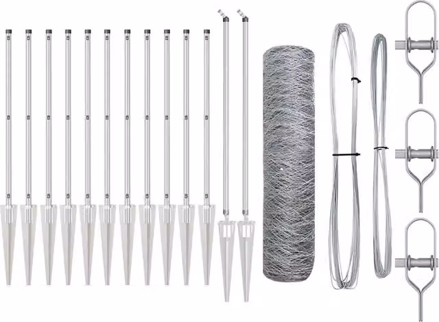Palo per recinzione in acciaio argento H: 80,0 cm, L: 14,0 cm, P: 3,2 cm