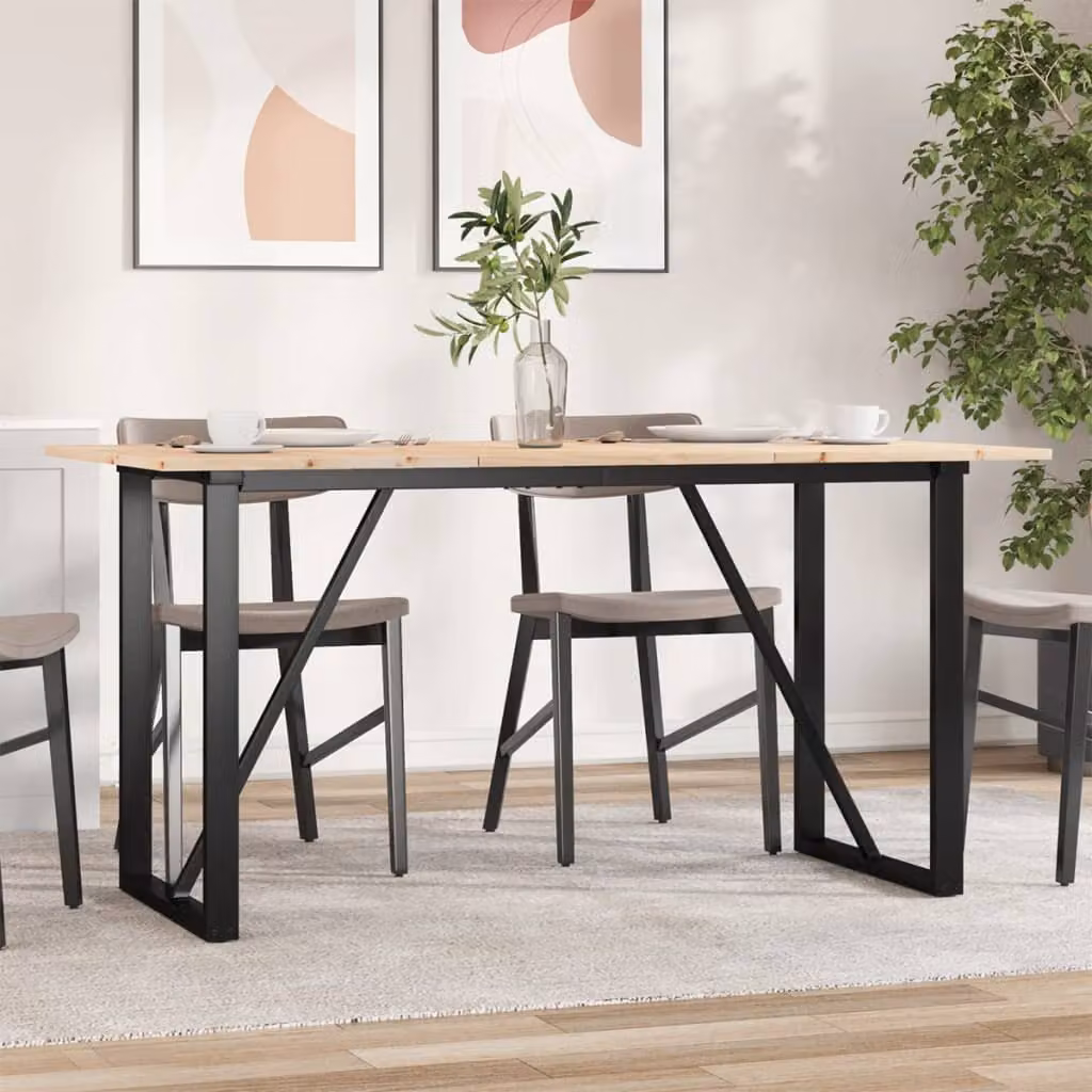 vidaXL Tavolo da Pranzo Rettangolare in Legno di Pino e Metallo Marrone L: 140 cm, P: 80 cm, H: 75 cm – 1