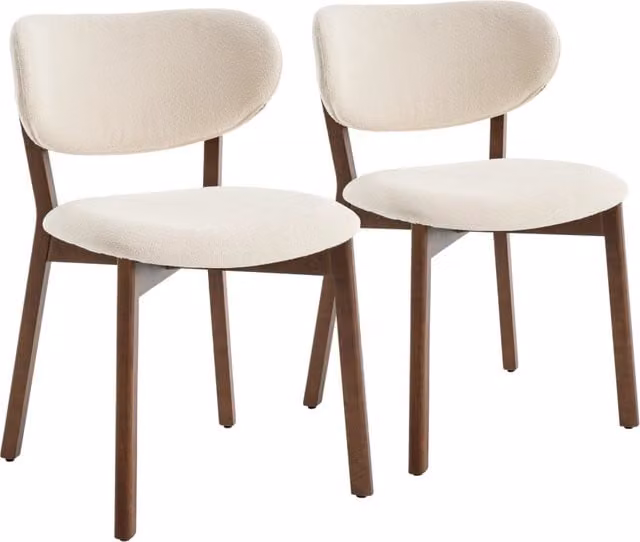 Set di 2 sedie AURA in legno scuro e tessuto boucle beige