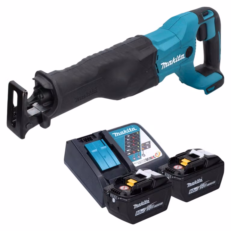 Sega alternativa a batteria Makita DJR 186 Z 18 V + 2 batterie da 9,0 Ah + caricabatterie