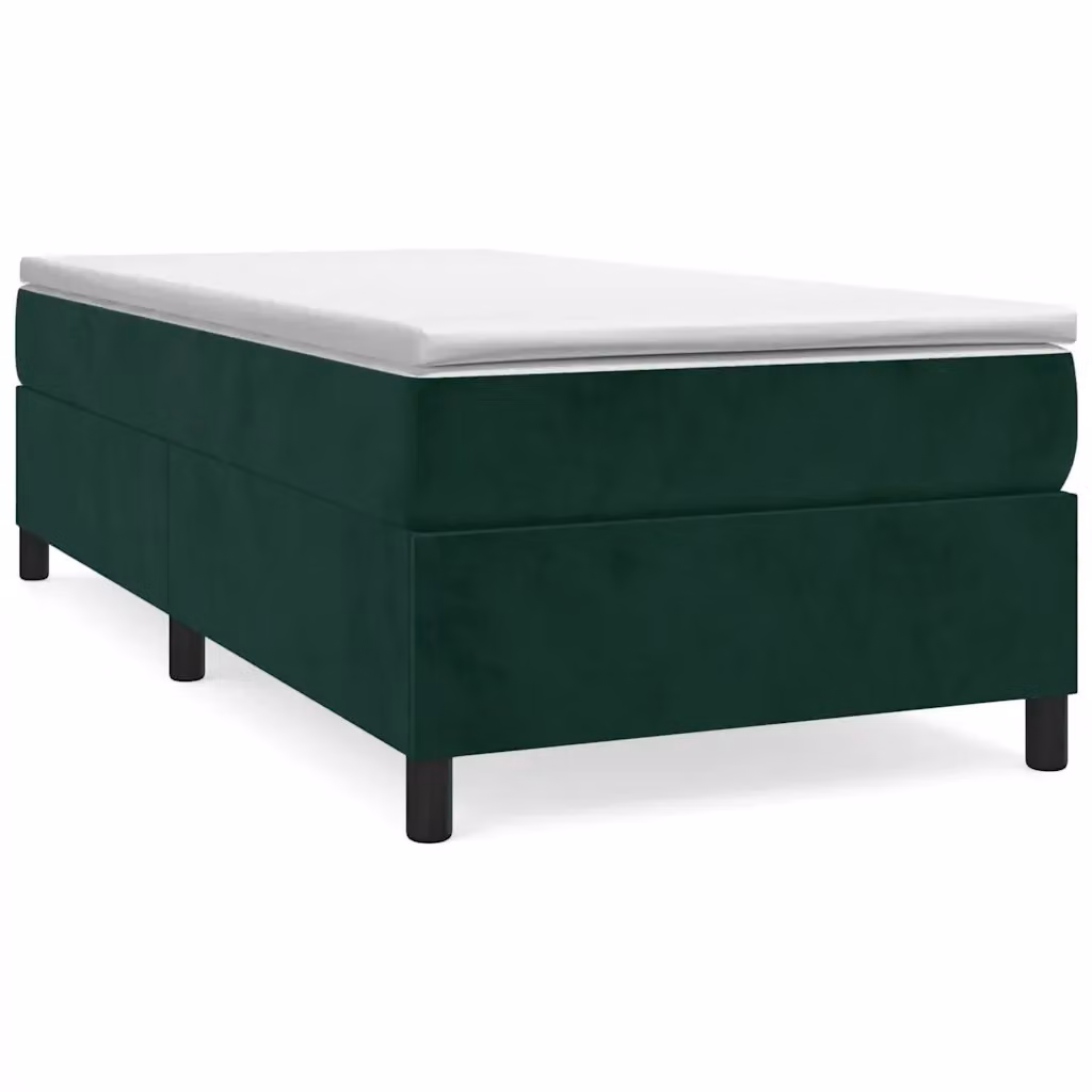Letto con Giroletto a Molle e Materasso Ibrido vidaXL in Velluto Verde Scuro L: 90 cm, P: 190 cm, H: 35 cm – 2