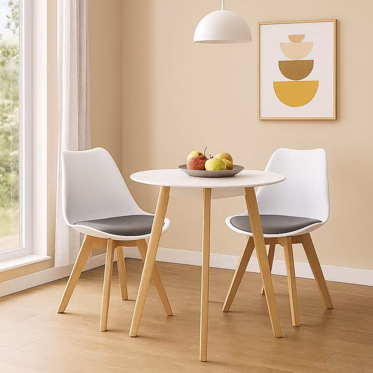 Set di 2 sedie da sala da pranzo in velluto Atlanta bianco/grigio chiaro