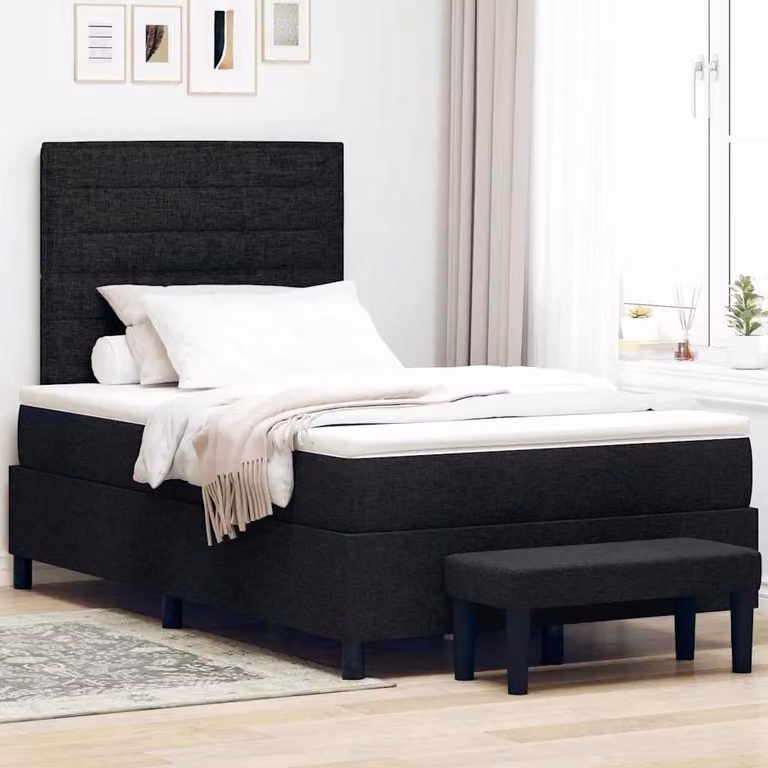 Maison Exclusive - Letto boxspring con testiera, nero, 120 x 200 cm, tessuto