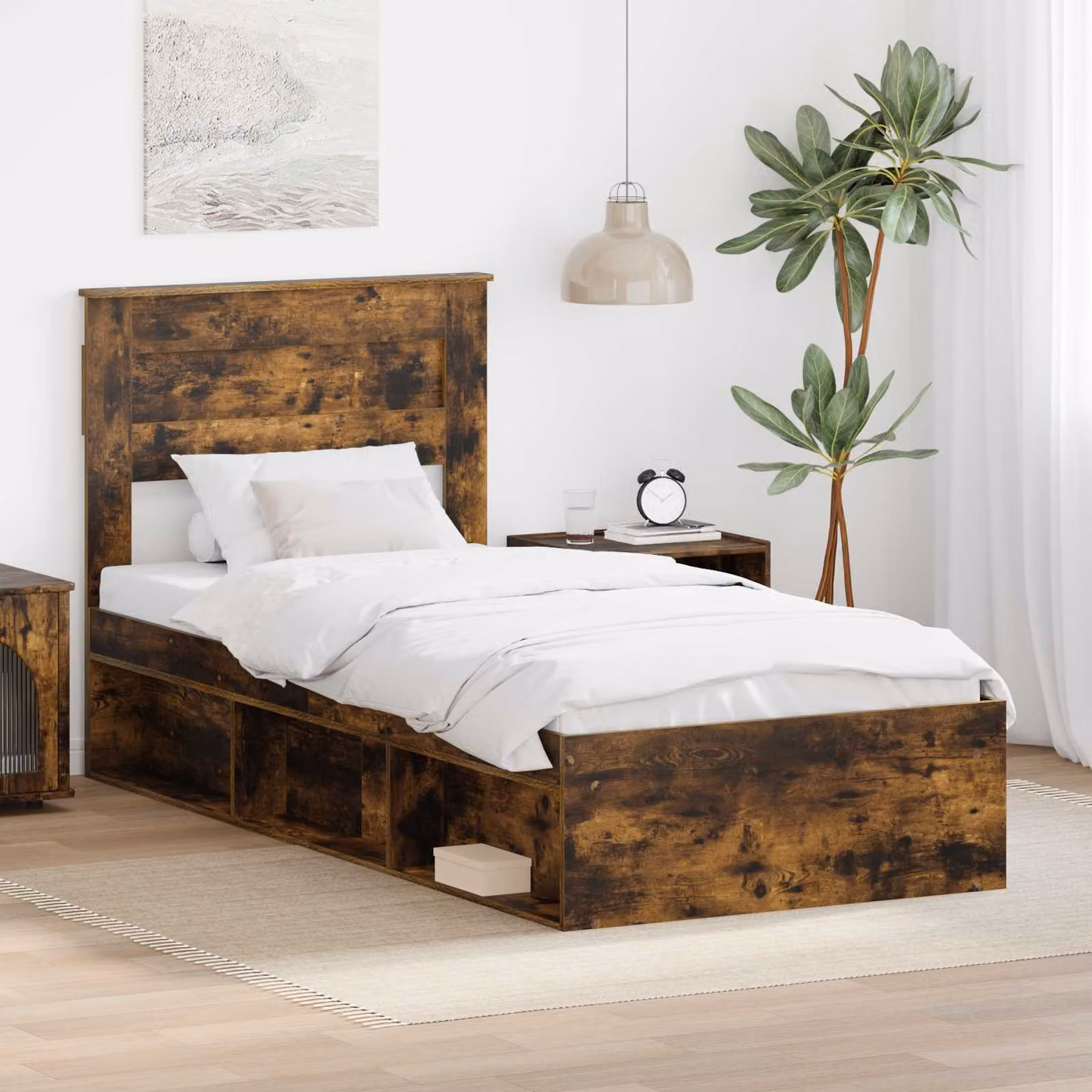 Struttura del letto moderna vidaXL in legno di pino e MDF, colore marrone, L 190 x P 80 cm – 1