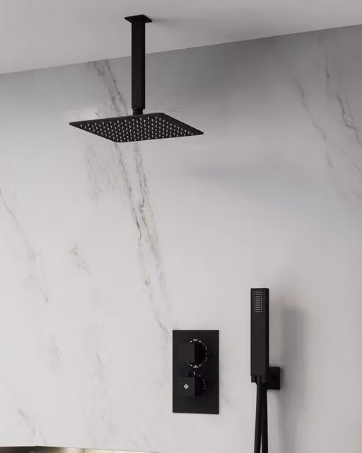 Set doccia da incasso Orion Nero Termostático rociador a techo DUCHA.ES