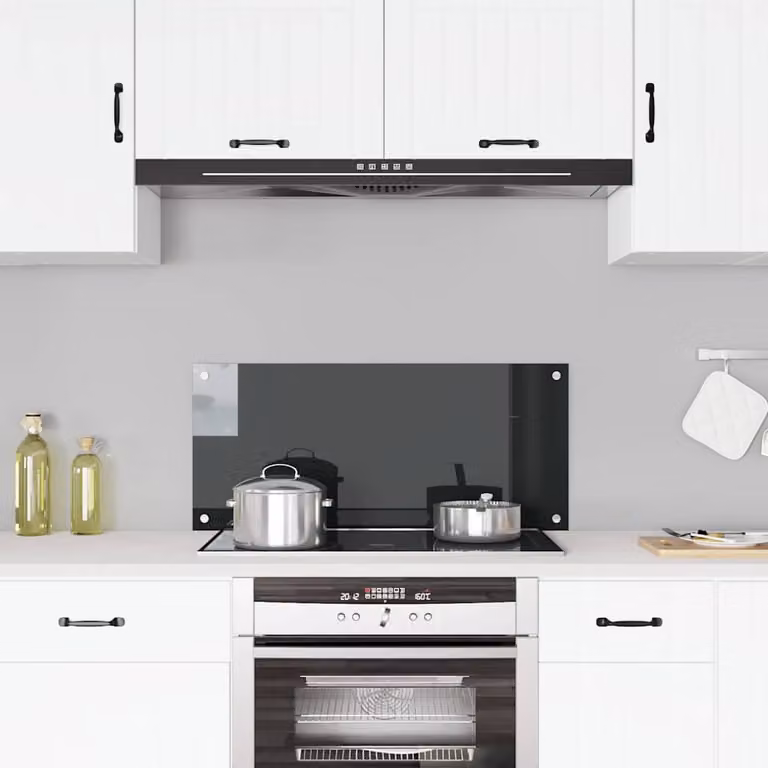 Paraschizzi per cucina vidaXL in vetro temperato nero L: 90 cm, H: 40 cm