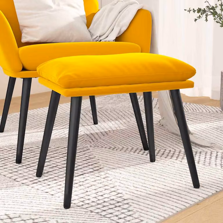 Poggiapiedi vidaXL in Velluto Giallo con Struttura in Metallo, L 45 x P 29,5 x H 35 cm