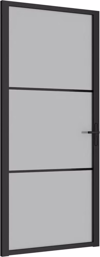 Porta Interna 93x201,5 cm Nero Opaco Vetro e Alluminio