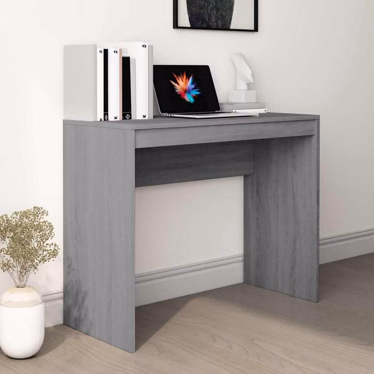 Scrivania da computer moderna vidaXL in legno e MDF, Grigio, L 90 x P 40 x H 72 cm