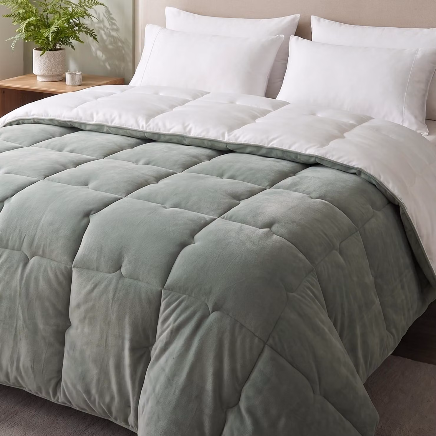 FLANDRIA Piumone Inverno Morbido Reversibile 600g/m², 220x240, Bianco Crema