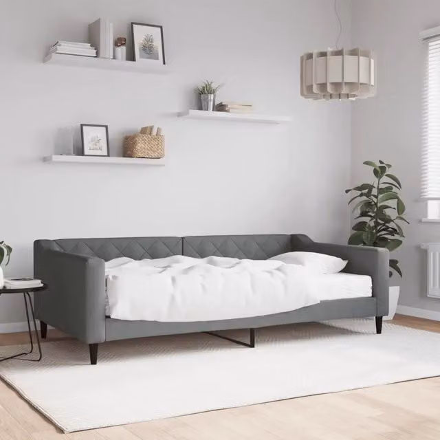 Divano Letto Moderno vidaXL in Tessuto Grigio con Materasso in Schiuma L/P/H: 223 x 110 x 67 cm