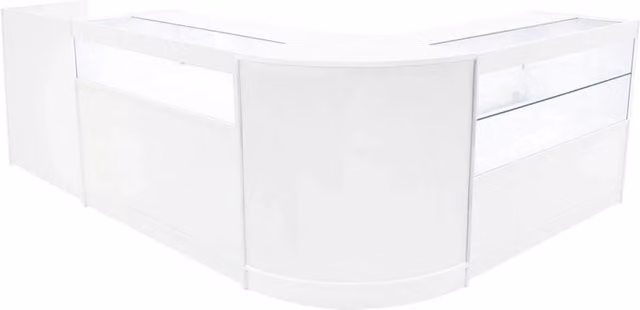 Set di Banconi Gravity Bianco con Vetrina e Serratura e Illuminazione LED L/P/H: 120 x 60 x 90 cm