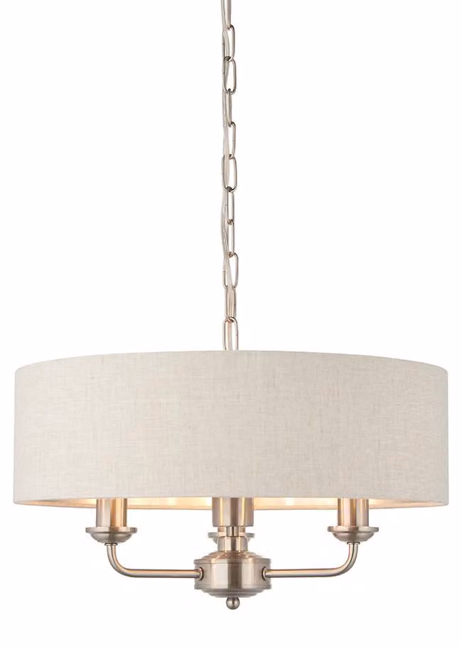 Lampada a sospensione HIGHCLERE cromata lucida 3xE14x15W con rivestimento in tessuto, dimensioni: 142x45x45 cm, IP20, Endon