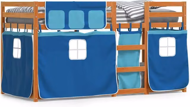 Letto singolo | Letto per adulti | Letto a Castello senza Materasso Blu 90x200cm Massello Pino
