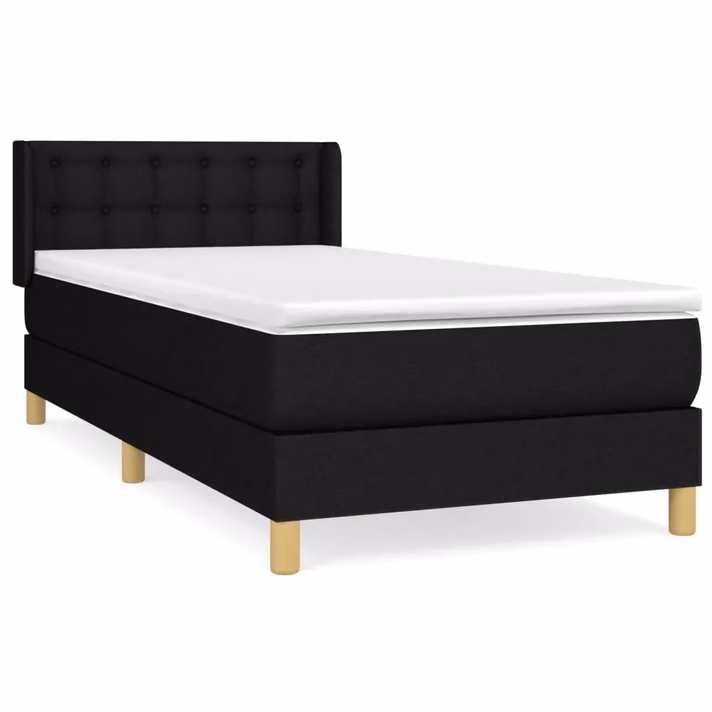 vidaXL Giroletto a Molle con Materasso Nero in Tessuto L/P/H: 90 x 190 x 30 cm – 2