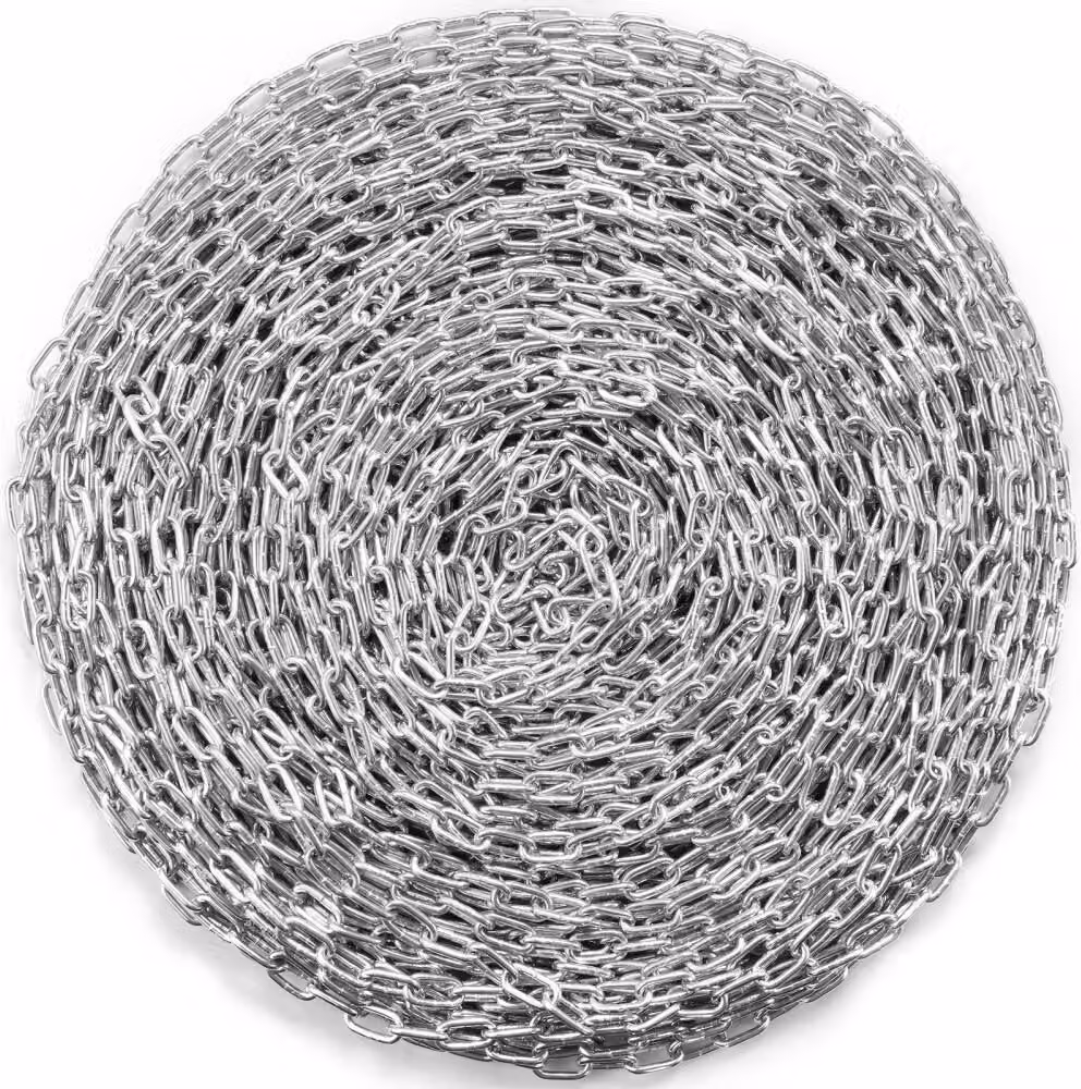 Catena Acciaio al carbonio - 5,1 mm x 76,2 m - Catena a sbarramento di alta qualità - Catena a maglie robuste - Catena di sicurezza per uso esterno