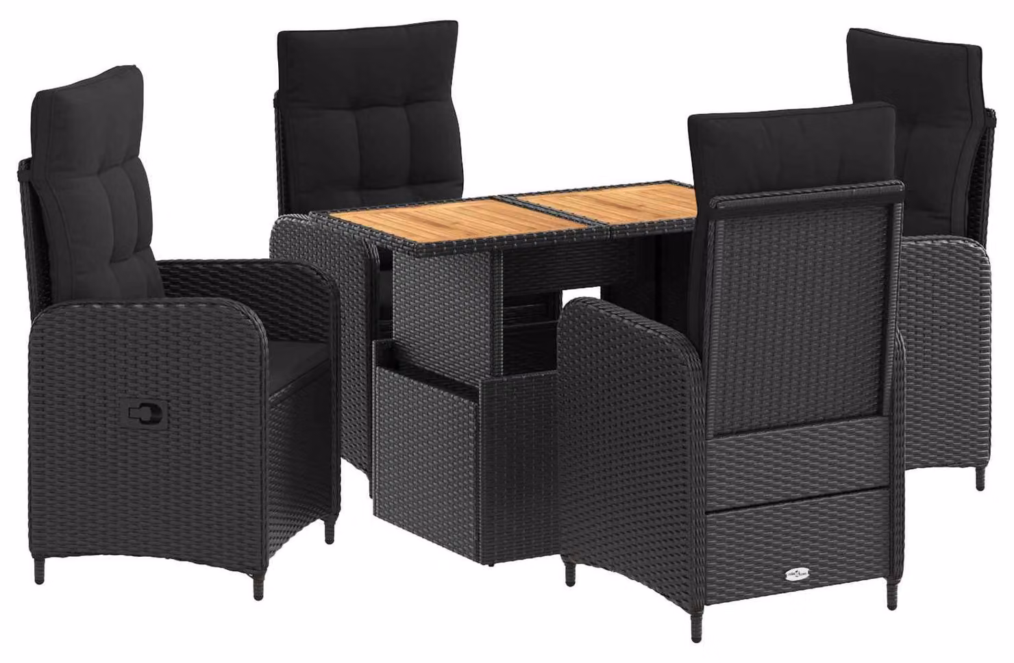 Set da pranzo per esterni 5 pcs Nero