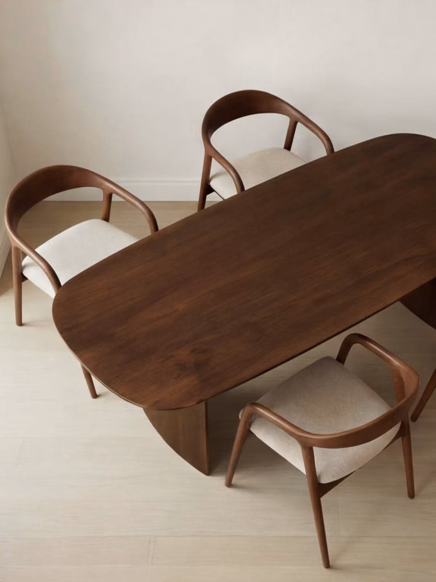 Tavolo da pranzo rettangolare Shira Kenay Home in impiallacciatura di noce marrone, L: 220 cm, H: 76 cm – 2