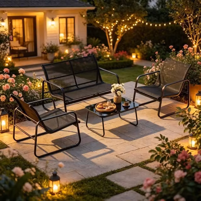 Set salotto giardino 4 pezzi ¨C Minimal ¨C 1 tavolo + 3 sedie per esterno