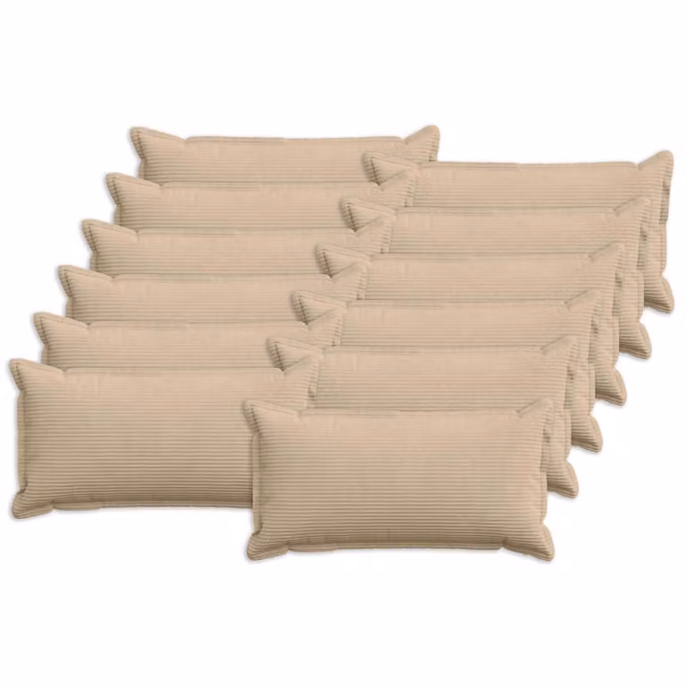 Set di 12 federe vidaXL HOUTEN in velluto a coste, colore tortora, L 80 x P 40 cm