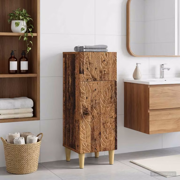 Mobiletto da bagno vidaXL DELFT in legno marrone, L 30 cm x P 31 cm x H 80 cm