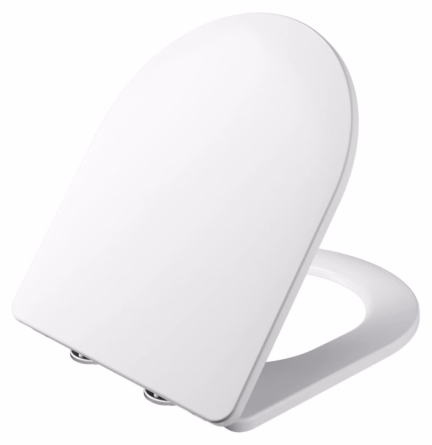 Copriwater, realizzato in materiale PP resistente, con sistema di chiusura rallentata, colore bianco, forma a D