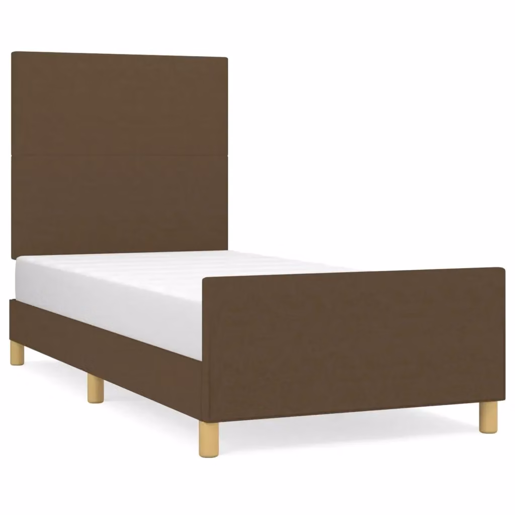 Struttura Letto Design Mania in Legno di Larice e Tessuto Marrone Scuro L/P/H: 90 x 200 x 151 cm – 2