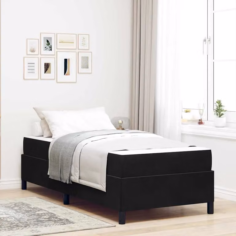Struttura letto con materasso vidaXL in tessuto nero L 90 x P 200 cm