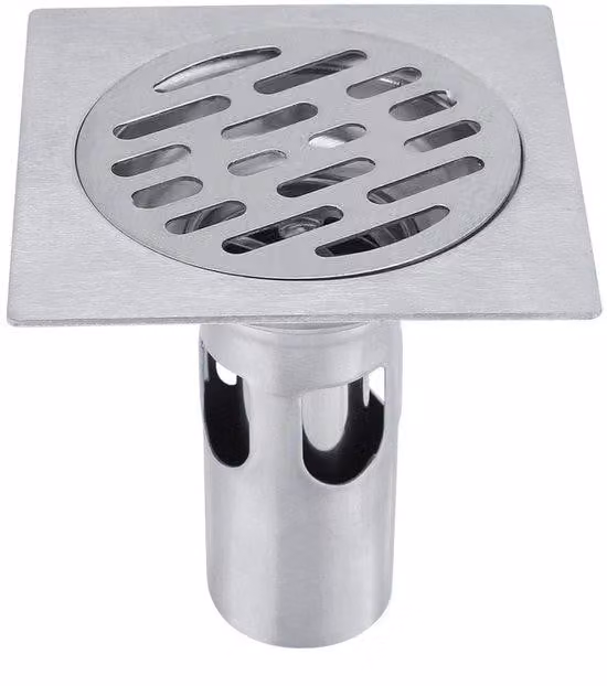 Scarico esterno in acciaio inossidabile - Griglia di scarico - Tubo di scarico esterno - Scarico per doccia - Tubo di scarico con griglia - Adatto per uso esterno (quadrato)
