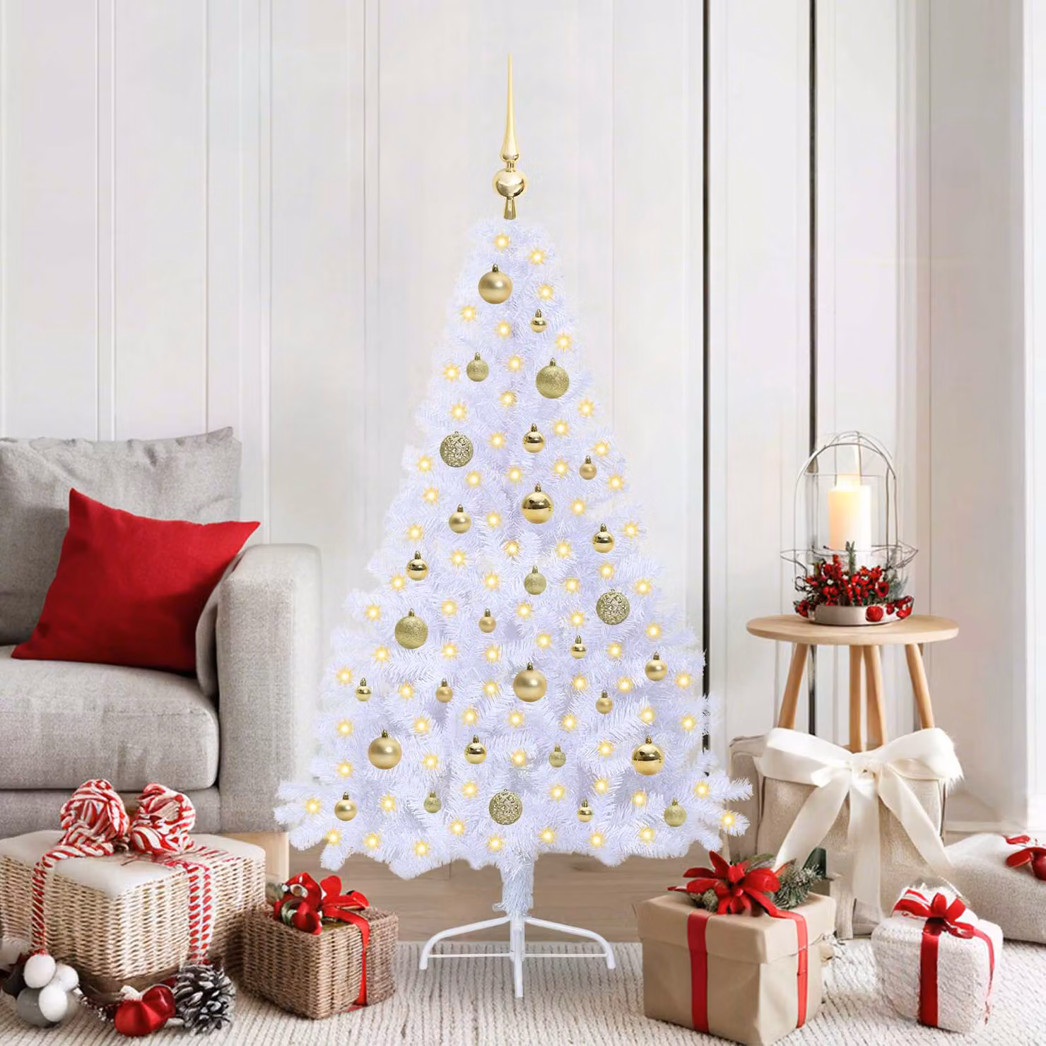 vidaXL Albero di Natale artificiale Bianco 150 cm PVC e Acciaio