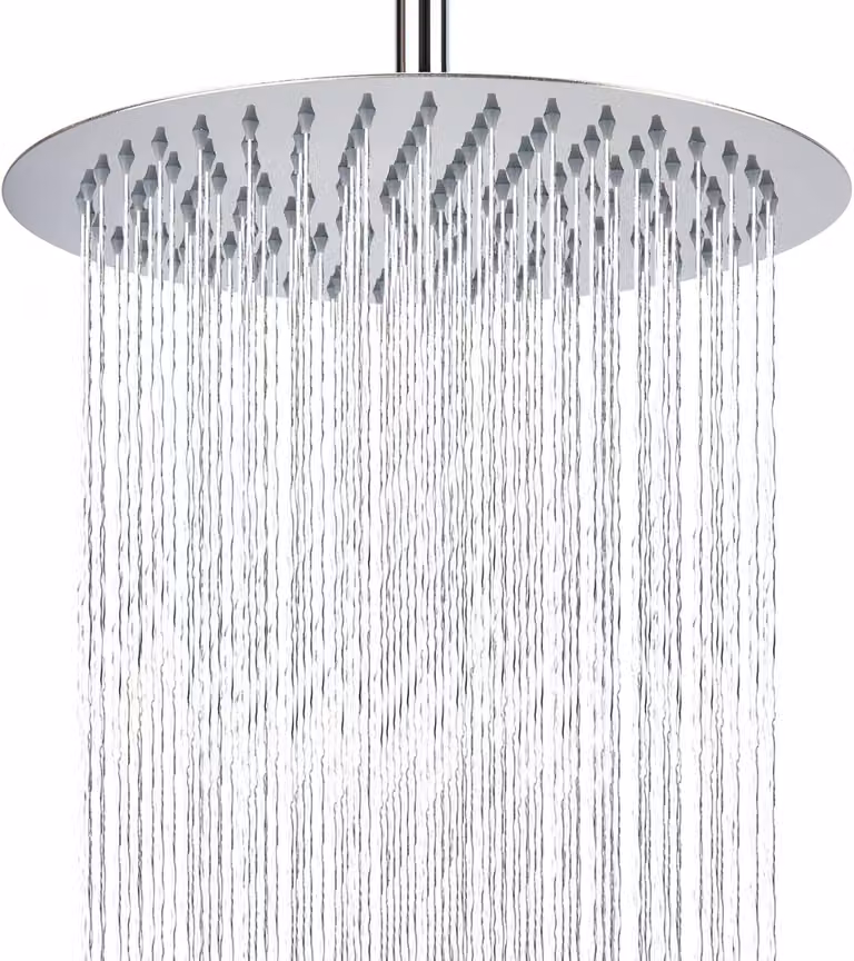 Doccia a soffitto, diametro 25 cm, rotonda, in acciaio inossidabile 304, da montare a parete o a soffitto, per bagno, finitura cromata