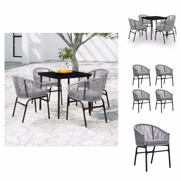 vidaXL Set da pranzo da giardino 5 pezzi grigio - Set di mobili da giardino