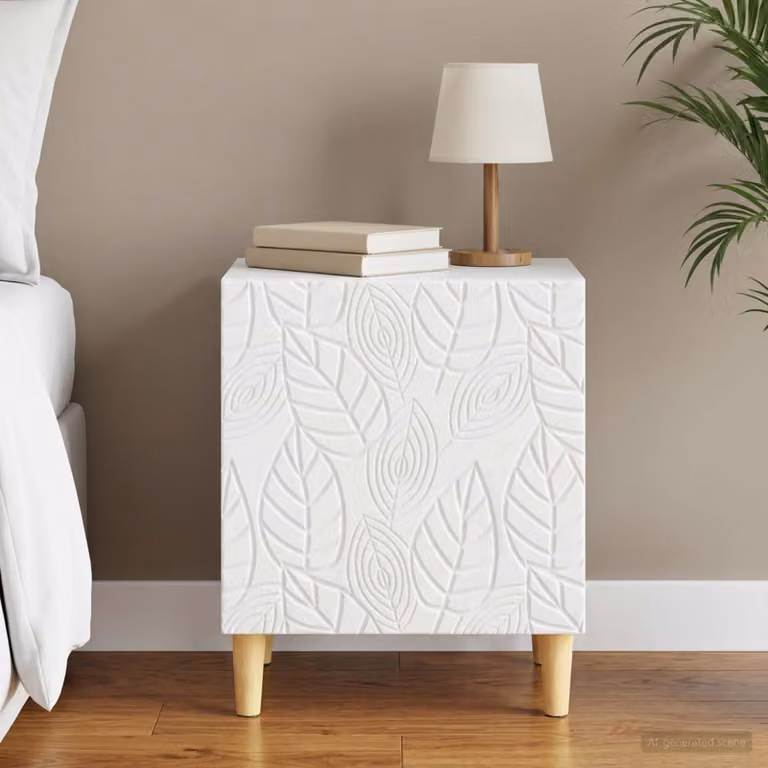 Comodino moderno vidaXL in legno ingegnerizzato bianco L 43 cm x P 34,5 cm x H 50 cm