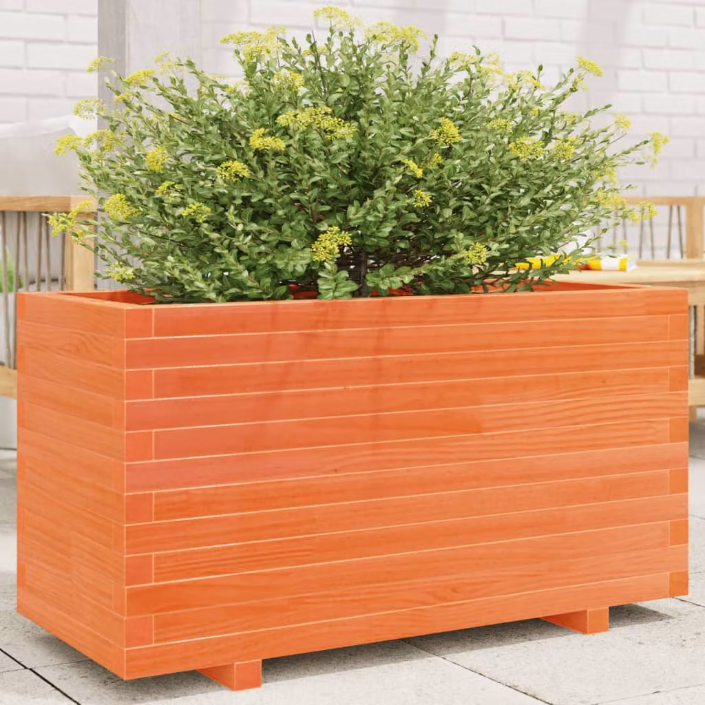 Fioriera da giardino vidaXL in legno marrone e arancione L: 90 cm, P: 40 cm, H: 49,5 cm