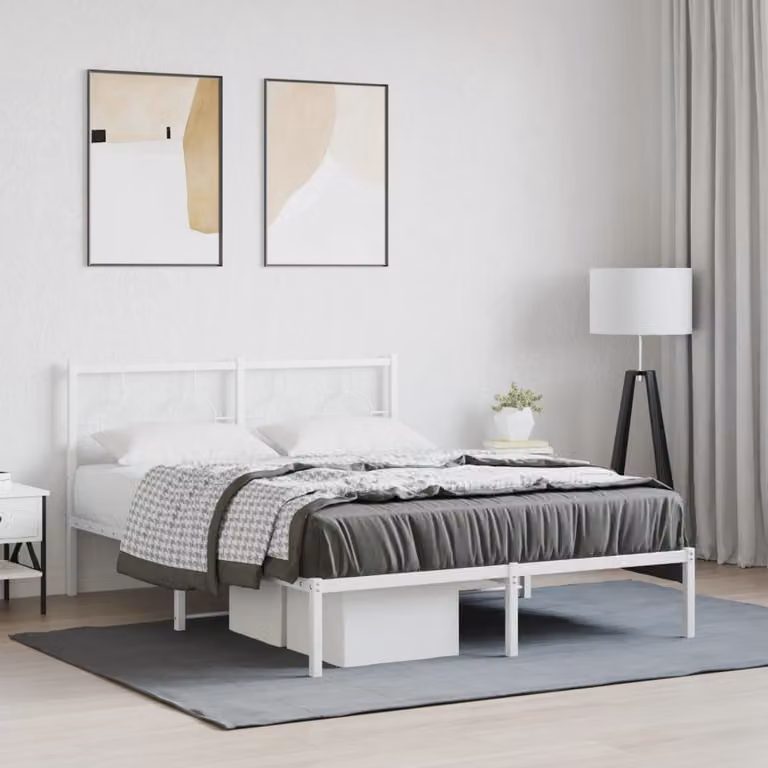 vidaXL Giroletto con Testiera in Metallo Bianco L/P: 140 x 190 cm