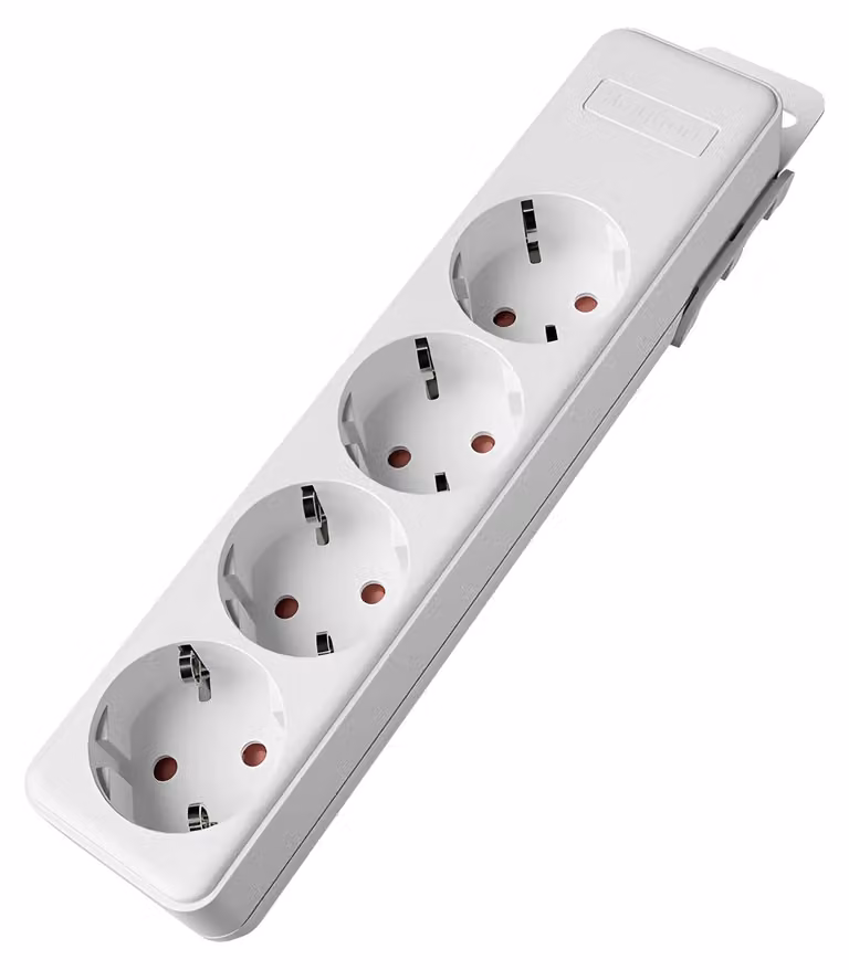 Prese multiple Braytron a 4 vie senza cavo, senza interruttore, 3680 W, sicurezza bambini, ciabatta per installazione personalizzata con sistema a clip