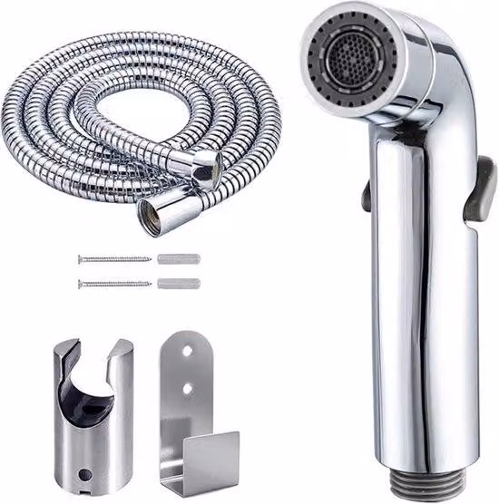 Set WC con bidet, dotato di doccetta a risparmio idrico e adattatore per bidet da WC