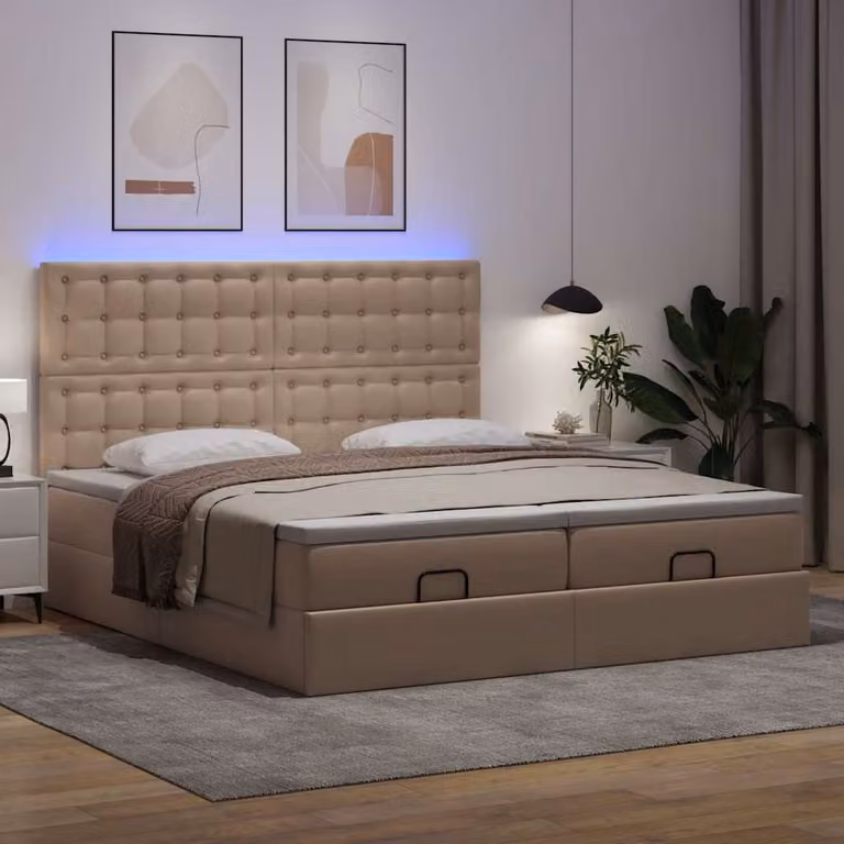 Maison Exclusive - Letto ottomano con materassi e LED cappuccino 180x200 cm in