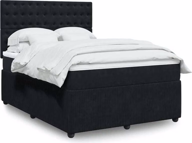 Maison Exclusive - Giroletto a Molle con Materasso Nero 140x190 cm in Velluto