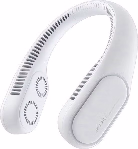 Mini ventilatore portatile JISULIFE con 4 turbine senza asse, batteria ricaricabile da 4000 mAh e 3 velocità, colore bianco