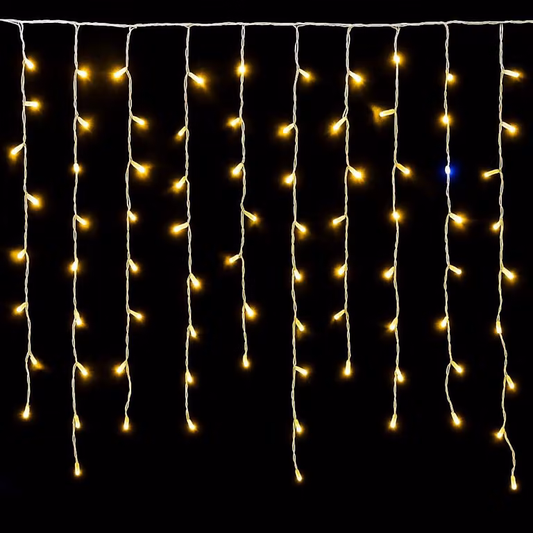 Tenda luminosa a LED, 5 metri, 200 LED, colore giallo, grado di protezione IP65, espandibile