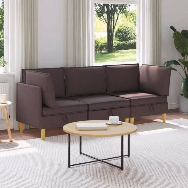 Set di divani modulari con spazio di archiviazione 3 pz Tessuto 3413693
