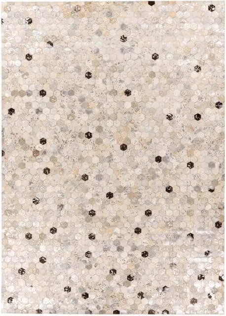 Tappeto Ravi 400 in vera pelle argento e grigio 120x170 cm